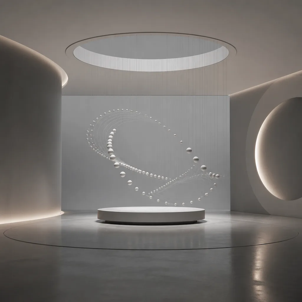 A single, graceful curve or line in motion, rendered with a subtle blur against a pure white background.