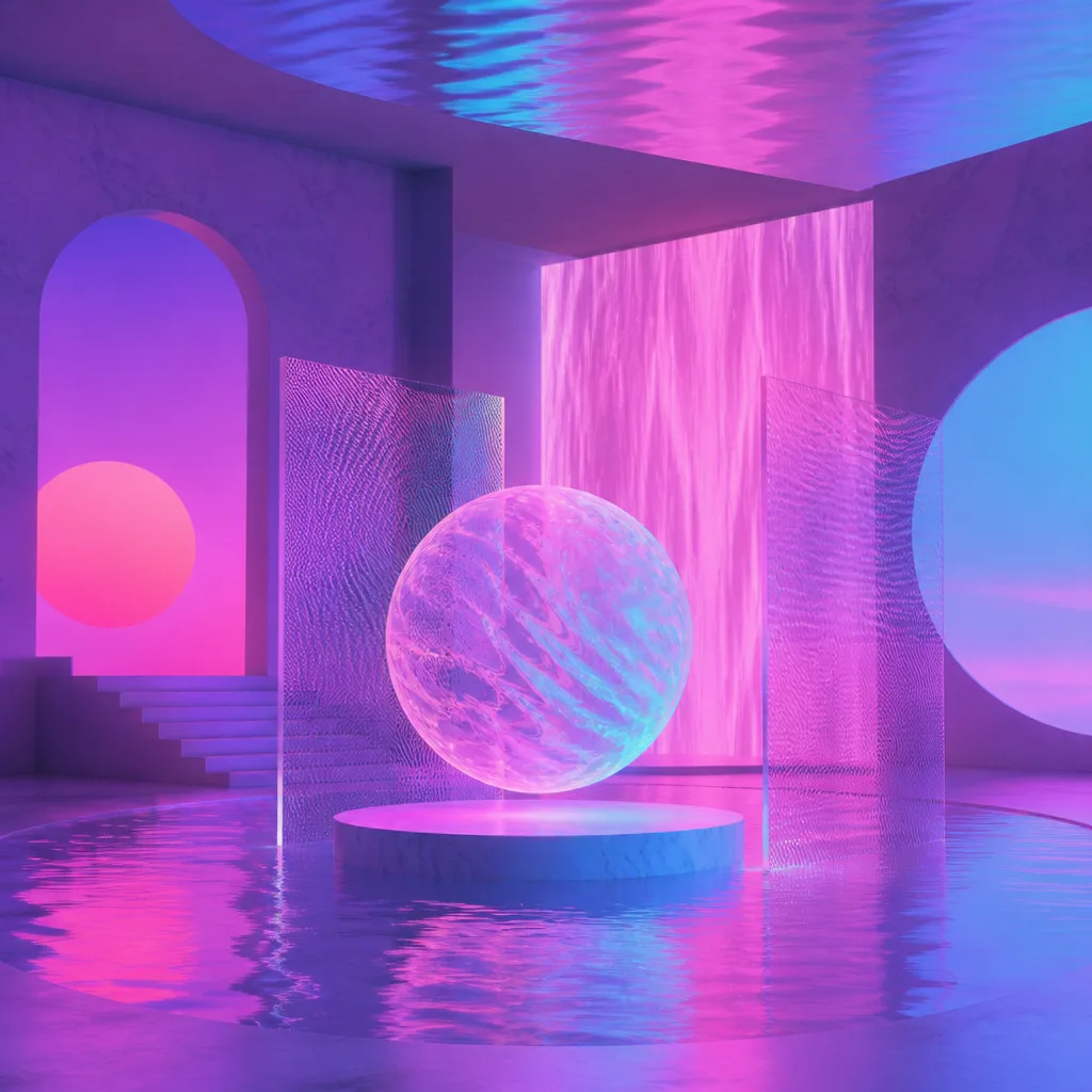 Swirling chrome ribbons in mid-motion with neon trails