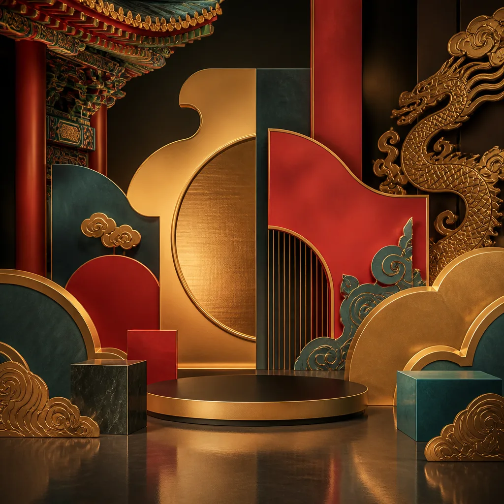 Z01 主流頻譜展區，宏偉的廟宇大廳，有華麗的柱子和金色燈光。