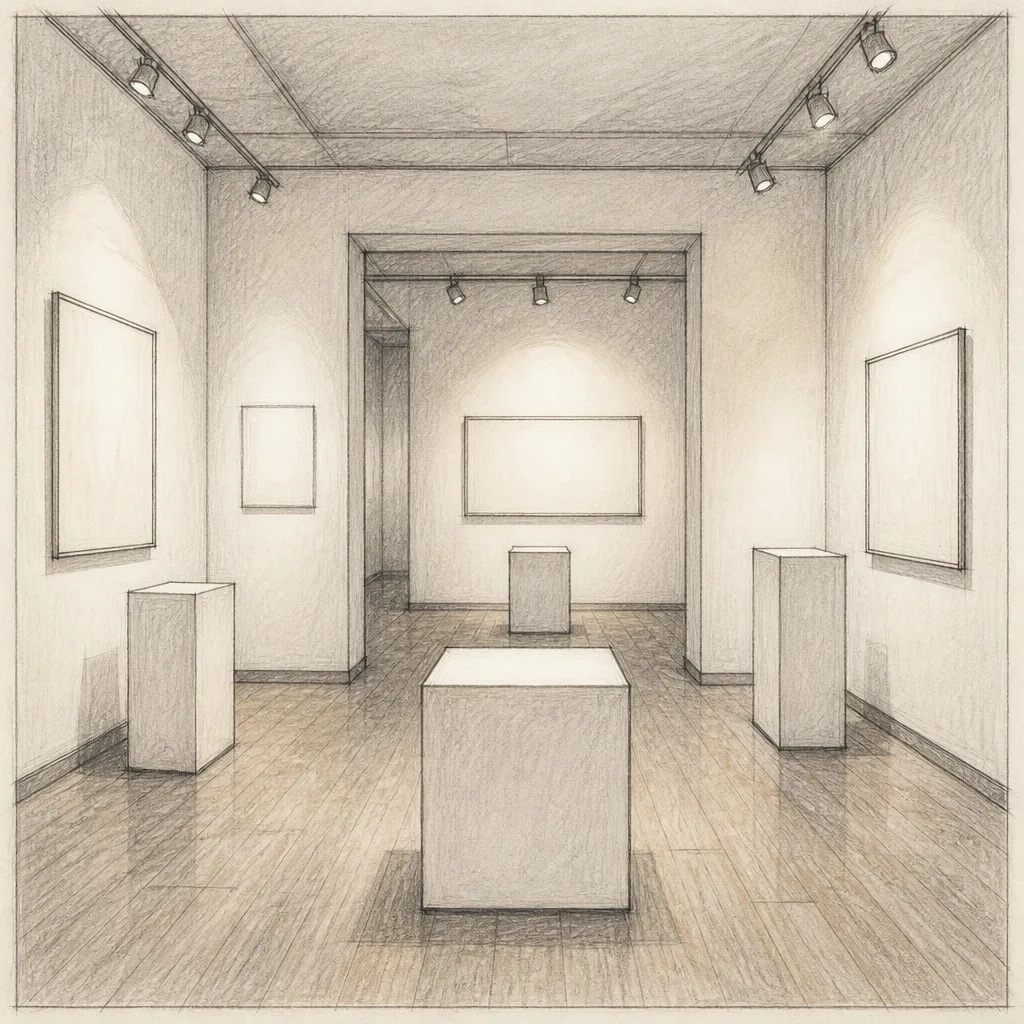 aqualux 2026 設計光譜展 場地內部 hand-drawn rendering