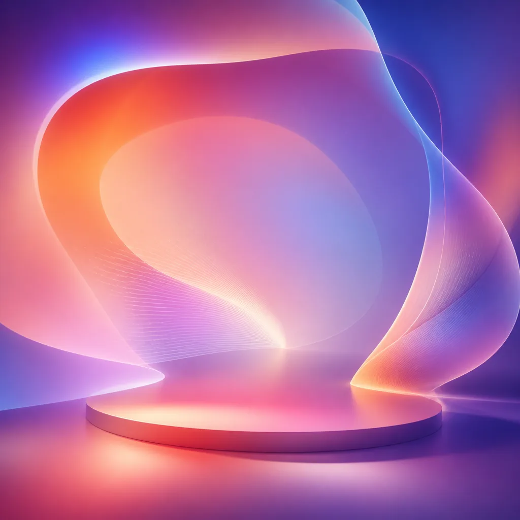 Dynamic, flowing light trails with motion blur and vibrant fluid gradient mesh patterns, representing motion hall.