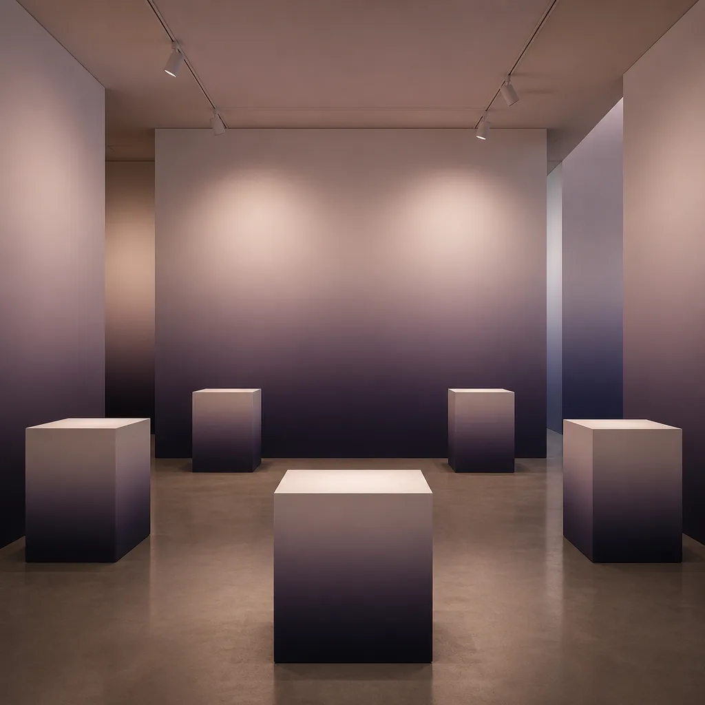 A modern, spacious art gallery interior with natural light.