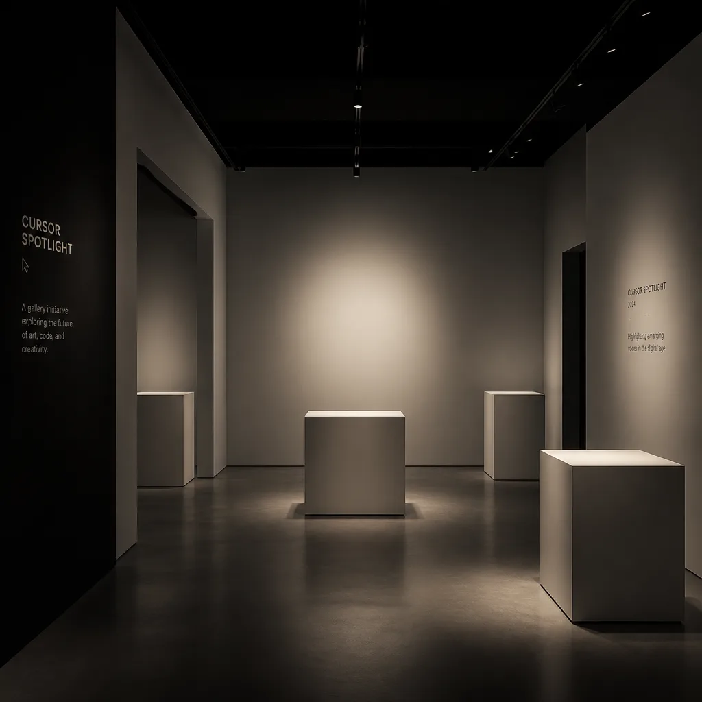 A contemporary art gallery space, well-lit with natural light.