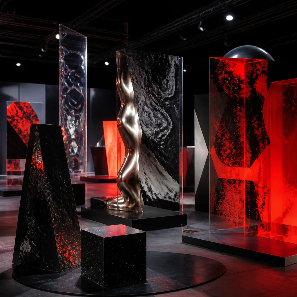 Abstract representation of avant-garde design, dynamic shapes, unexpected color combinations.