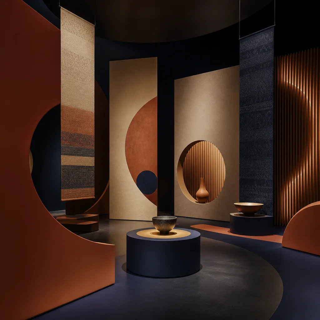 Abstract representation of cultural design, intricate patterns, traditional motifs.